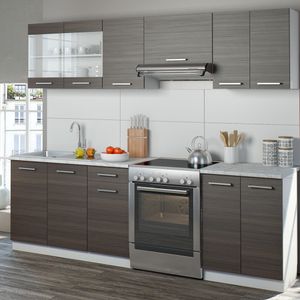 Livinity® Küchenzeile Raul, 240 cm mit Arbeitsplatte, Grau/Weiß