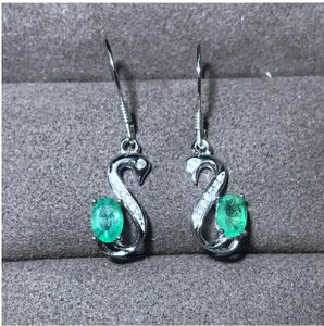 Natürlicher Smaragd-Ohrring Natürlicher echter Smaragd 925er Sterlingsilber