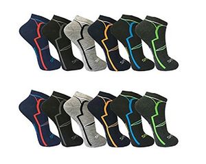 12 Paar Herren Sport Freizeit Sneaker Socken Füßlinge Baumwolle: Mehrfarbig / 39-42 Color: Mehrfarbig Size: 39-42
