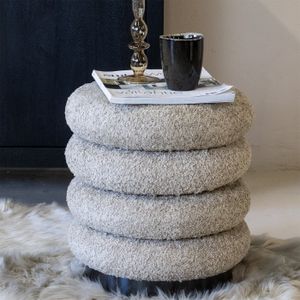 Pouf Bouclé - Taupe - Pouf Matthijs - Giga Meubel