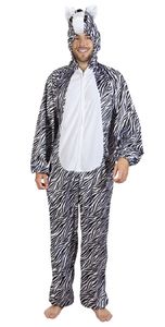 B88052-195 Damen Herren Zebra Overall-Kostüm bis max.195 cm Körpergröße