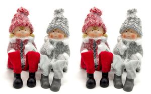 Winterkinder Kantenhocker 4 Stück Mädchen und Junge 22cm Dekofigur Weihnachtsdeko