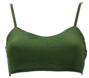 Goa Psytrance Bikini Top, Boho Top, Pixi Yoga Bra - Olivegrün, Damen, Elasthan,Viskose, Größe: S/M
