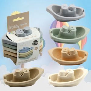 10 Stk Badespielzeug für Kinder Lehrreich Stapelbecher Boot Schwimmendes Boot Badespielzeug für Kleinkinder