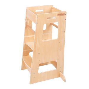 KiddyMoon Lernturm ST-003 Kitchen Helper Montessori Möbel Holz Höhenverstellbar Tritthocker Für Babys Und Kinder, Natürlich