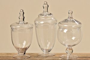 Vorratsglas mit Deckel Vase Pokal Bonboniere 3er  Set  H ca. 22 - 26