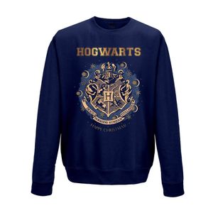Harry Potter - "Christmas At Hogwarts" Sweatshirt Rundhalsausschnitt für Herren BN4582 (M) (Marineblau)