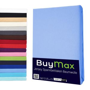 Spannbettlaken Jersey 100% Baumwolle Spannbetttuch in Farbe Hellblau, Größe 90x200 cm