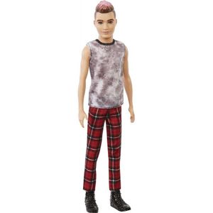 Barbie Módní panenka Ken, červené kostkované kalhoty