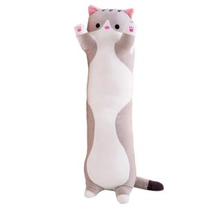 Plyšové zvieratá Mačka vankúš mačiatko roztomilé plyšová hračka koža Friendly netoxické gumové pásmo plyšová hračka hodiť vankúš, sivá, 90 cm