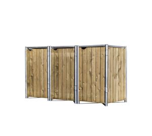 Hide Holz Mülltonnenbox für 3 Mülltonnen 240 Liter | Natur | 81x209x115 cm