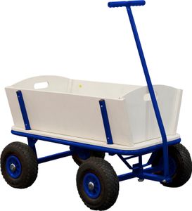 SUNNY Billy Beach Wagon Bollerwagen in Blau | Kinder Handwagen aus Holz mit Luftreifen | Belastbar bis 100  kg | 94x61x97cm