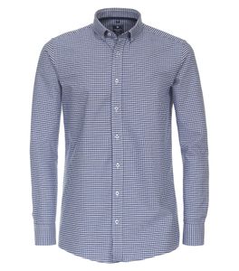 REDMOND Casual Herren Freizeithemd Langarm Button-Down-Kragen Variomanschette Regular Fit Baumwolle Oxford Mittelblau kariert Größe XL