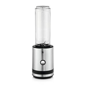 WMF Küchenminis Smoothie-to-go, Mini Standmixer mit zwei Mix-/Trinkbehältern 0,6l, 300 W, cromargan matt/silber