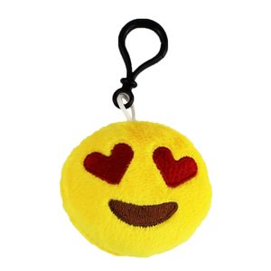 Emoji Schlüsselanhänger HERZAUGEN Smiley aus Plüsch Verliebt hochwertiger Emoticon Anhänger mit Schlaufe und Karabiner-Haken