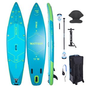 SUP Paddle aufblasbar WattSUP Blau Pike 11'6 Full Pack + Sitz + Paddel 2in1 Dropstitch Max 150 kg - 350x84x15cm