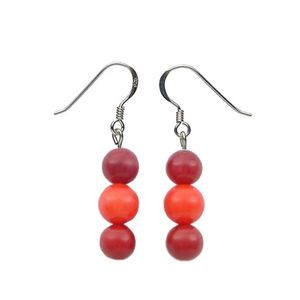 Ohrringe Ohrhänger aus Koralle & 925 Silber Ohrschmuck für Damen rot & orange