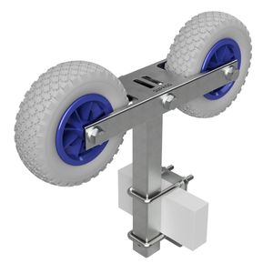 Pendel Doppelrad Abrollvorrichtung Sliphilfe Bootstrailer PolyurethanReifen, SUPROD RKDO2-200-PU, Ø200, grau/blau