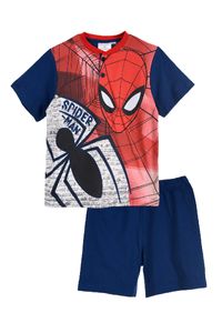 Spider-Man Jungen Schlafanzug T-Shirt Kurze Hose, 2-teilig, Baumwolle, blau, Größe:116