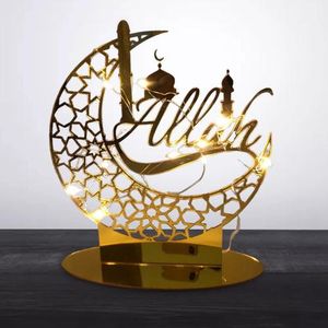 Ramadan-Dekoration, goldener Mond, Dekoration mit Kupferdrahtlampe, Eid Mubarak, Acryl-Ornament für muslimische Partyzubehör, Eid-Geschenke, 20 x 23 Farbe C