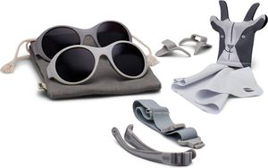 MOKKI Click & Change 2x Brillengestell-Kit 1-2 Jahre - Sonnenbrille für Babys & Kinder - Preisgekröntes Design - UV400 - Flexibel, langlebig & anpassbar für Ski, Strand & Sport - Grau