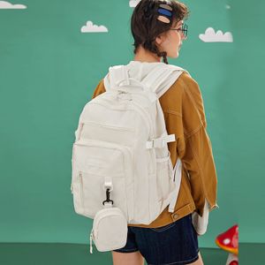 Beiläufig Rucksack Schulranzen mit 15,6 Zoll Laptopfach Schultaschen mit Handytasche Mädchen Junge Kinderrucksack für Universität Reisen Freizeit, Weiß