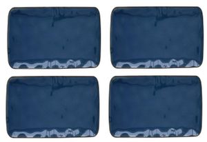 4er Set Speiseteller Platten INTERIORS rechteckig blue blau 27x19cm EASY LIFE