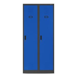 Stahlspind Garderobenschrank Spind Kleiderspind Doppelspind 2 Abteile Flügeltüren Trennwand Pulverbeschichtung 180 x 80 x 50 cm Farbe: Anthrazit/blau
