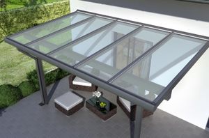 Caldari Terrassenüberdachung Classic VSG Alu anthrazit, 6,06x3,00m, VSG 10mm, matt weiß