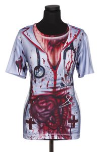 Damen Kostüm T-Shirt Horror Krankenschwester Halloween Gr.40