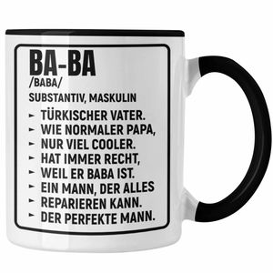 Trendation - Türkischer Vater Geschenk Tasse Türken Kaffeetasse Baba Papa  (Schwarz)