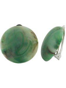 Clip Ohrring 22mm Riss grün-braun-marmoriert matt Kunststoff-Bouton grün 22mm