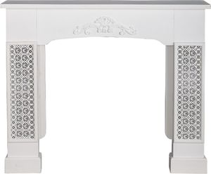 Casa Padrino Landhausstil Kaminumrandung mit Verzierungen Weiß 115 x 23 x H. 100 cm - Landhausstil Möbel