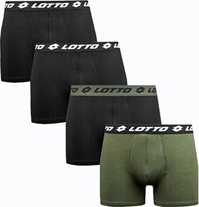 4 balenia boxeriek LOTTO Pánske spodné prádlo M-XL Šortky Trunks Brief Bavlna - Cypress/Black + Black/Black - XXL