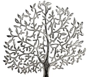 Formano Lebensbaum 40cm Aluminium Mangoholz Deko Baum Aufsteller in Braun/Silber