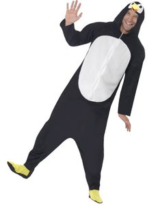 Pinguin Kostüm für Erwachsene schwarz-weiß-gelb