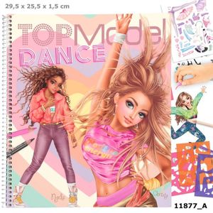 Depesche 11877 TOPModel - Malbuch Dance, coole Tanzoutfits zum selbst gestalten, 30 vorgezeichnete Figurinen, 3 Schablonen, 2 Stickerbogen und 8 Stoffdrucke zum Ausschneiden