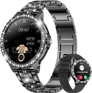 Smartwatch Damen mit Telefonfunktion,20 Sportmodi Armbanduhr mit Menstruationszyklus Schlafmonitor Schrittzähler Fitnessuhr Damen für Android iOS, schwarz Smartwatch Damen mit Telefonfunktion,20 Sportmodi Armbanduhr mit Menstruationszyklus Schlafmonitor Schrittzähler Fitnessuhr Damen für Android iOS, schwarz