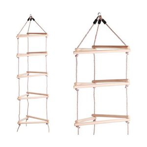Strickleiter 2 m mit Holzsprossen 5 Ebenen für Kinder Kletterleiter für Spielturm : 3 Seiten Ausführung: 3 Seiten
