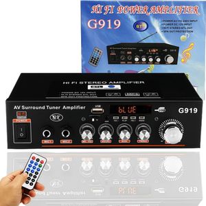 2-Kanal Verstärker, Bluetooth 5.0 Stereo Audioverstärker, Audio Vollverstärker, mit Fernbedienung, USB 2.0 SD-Karteneingang, Karaoke Heimkino