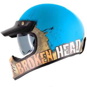 Motorradhelm Broken Head Retro Helm Rusty Rider Blau-Orange Größe: XXL (63-64 cm)