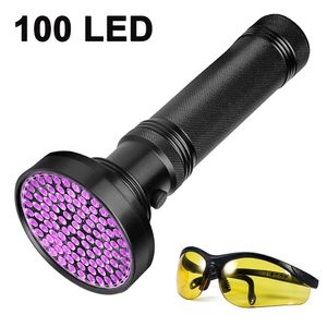 UV Taschenlampe Schwarzlichtlampe mit 100 UV LEDs 395nm Schwarzlicht Superstrahlend Robust und Wasserfest zur Urinflecken-Detektion Bernstein und Skorpionen Suche
