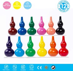 Wachsmalstifte für Kleinkinder, ungiftig, 12 Farben Abwaschbare Sichere Essbare Zeichenstift Buntstifte Finger-Handgriff-Stifte, Buntstifte Stapelbares Spielzeug für Babys, Kleinkinder und Kinder