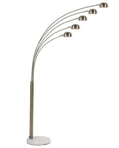 BELIANI Stehlampe Gold Metall 210 cm 5-flammig Marmorfuß verstellbare Schirme langes Kabel mit Schalter Bogenlampe Industrie Look