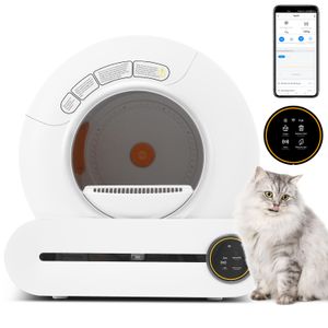 Merax Selbstreinigende Katzentoilette Automatisch Katzenklo mit APP-Steuerung/Geruchsbeseitigung/65L+9L Große Kapazität, Smart Health Monitor