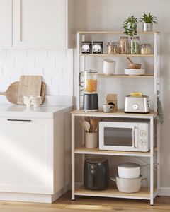 VASAGLE Küchenregal, Standregal, 40 x 80 x 167 cm, eichenfarben-weiß