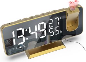 Projektionswecker,Led Digital Wecker mit Projektion 180°,Radiowecker mit USB-Anschluss Snooze Dual-Alarm,4 Projektionshelligkeit Dimmer, FM76 Radio