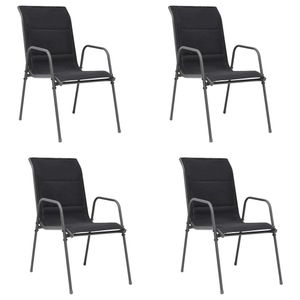 vidaXL Stohovateľné záhradné stoličky 4 ks Oceľ a textilen Čierna