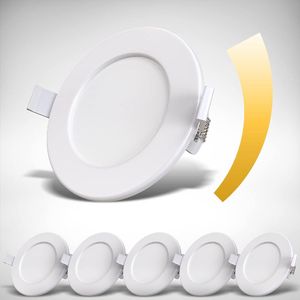 Einbauspot 100mm 6er Set - 230V, 6W, 600lm, LED, dimmbar, IP44, warmweiß, weiß