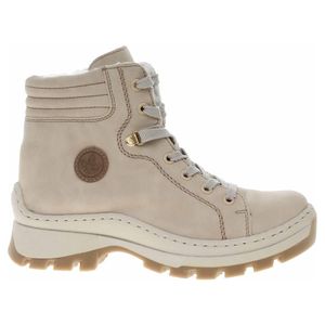 Rieker Damen Boot Stiefelette rustikal sportlich Reißverschluss Profilsohle X9334, Größe:37 EU, Farbe:Beige